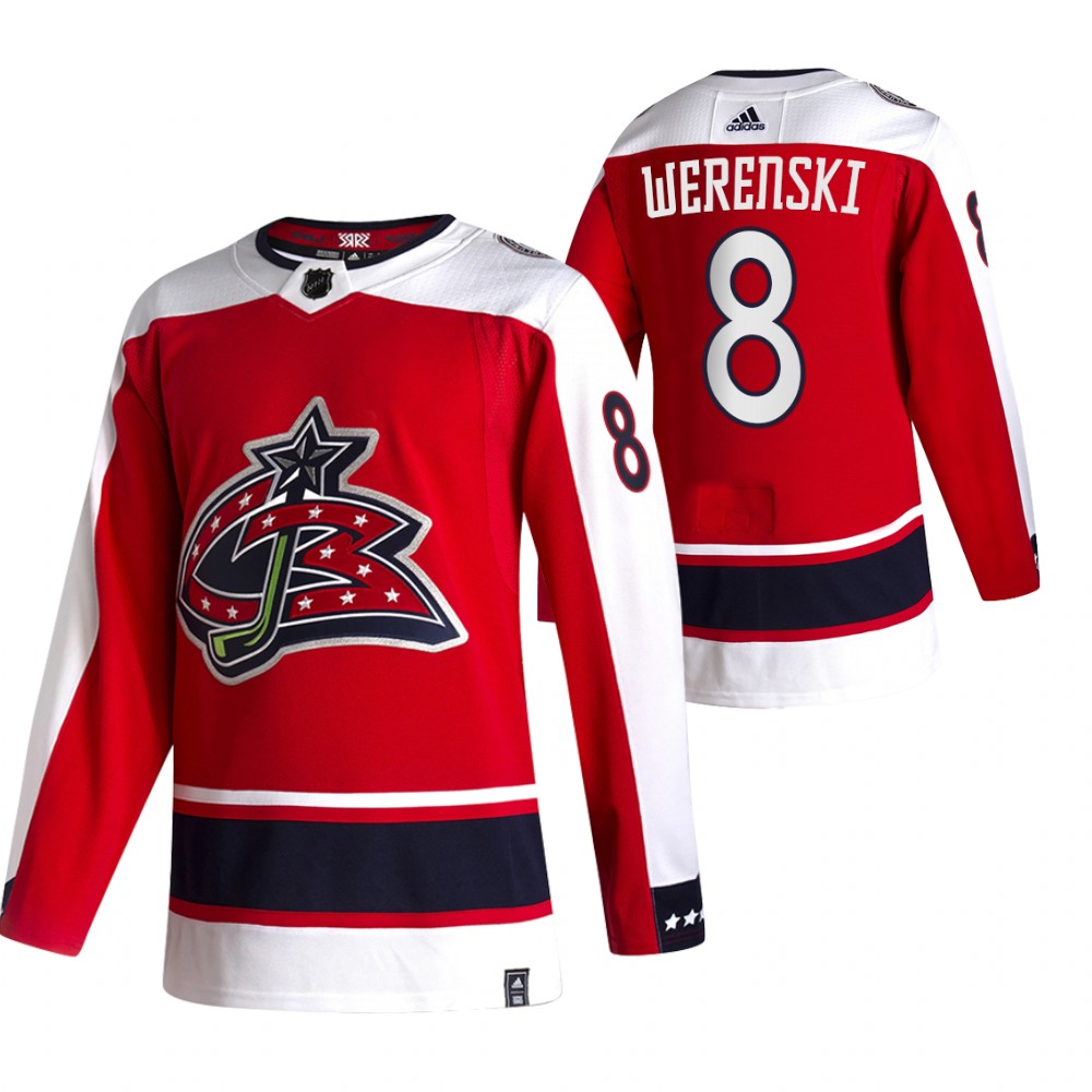 2021 Adidias Columbus Blue Jackets #8 Zach Werenski Red Men Reverse Retro Alternate NHL Jersey->columbus blue jackets->NHL Jersey